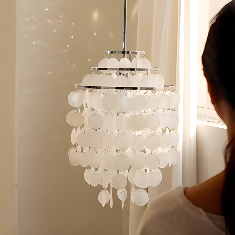Antizer Round Shell Chandelier for Bedroom Living Room
