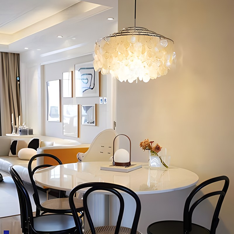 Antizer Round Shell Chandelier for Bedroom Living Room