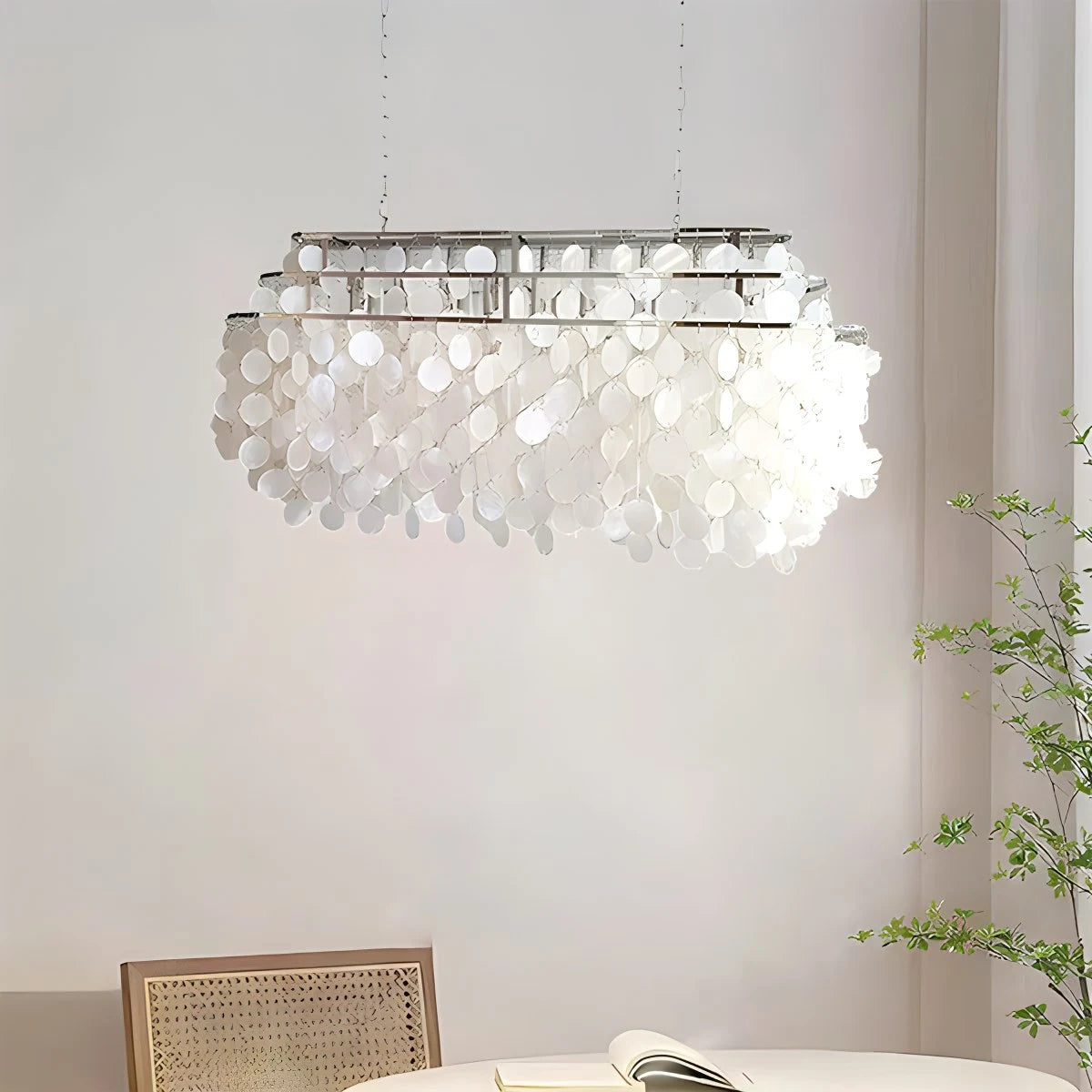 Antizer Round Shell Chandelier for Bedroom Living Room