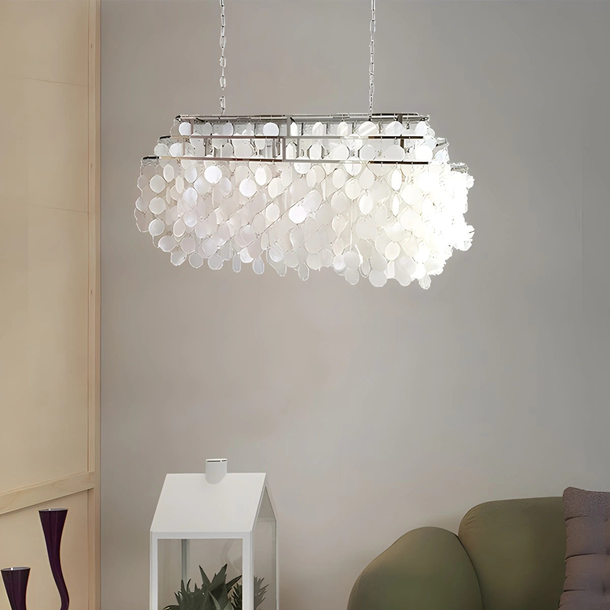 Antizer Round Shell Chandelier for Bedroom Living Room