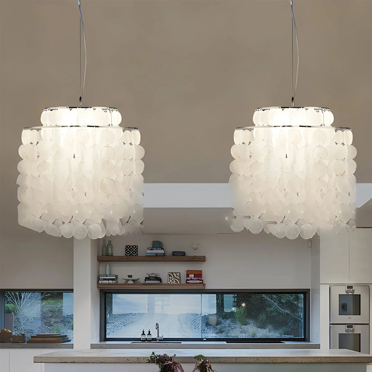Antizer Round Shell Chandelier for Bedroom Living Room