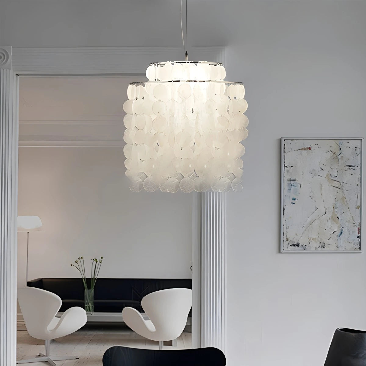 Antizer Round Shell Chandelier for Bedroom Living Room