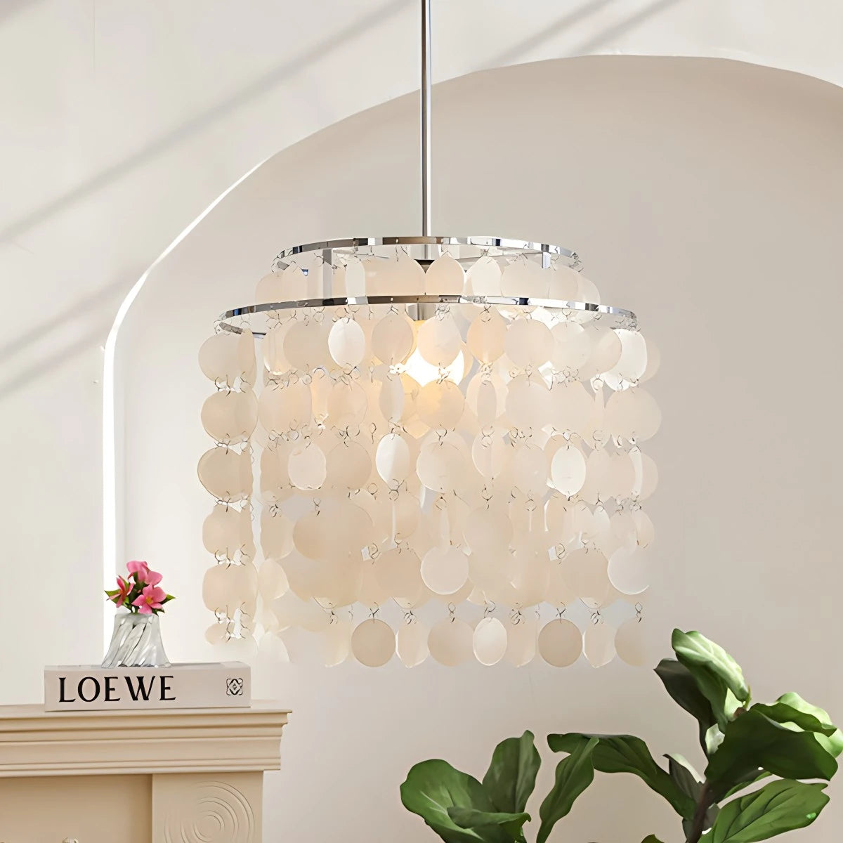 Antizer Round Shell Chandelier for Bedroom Living Room