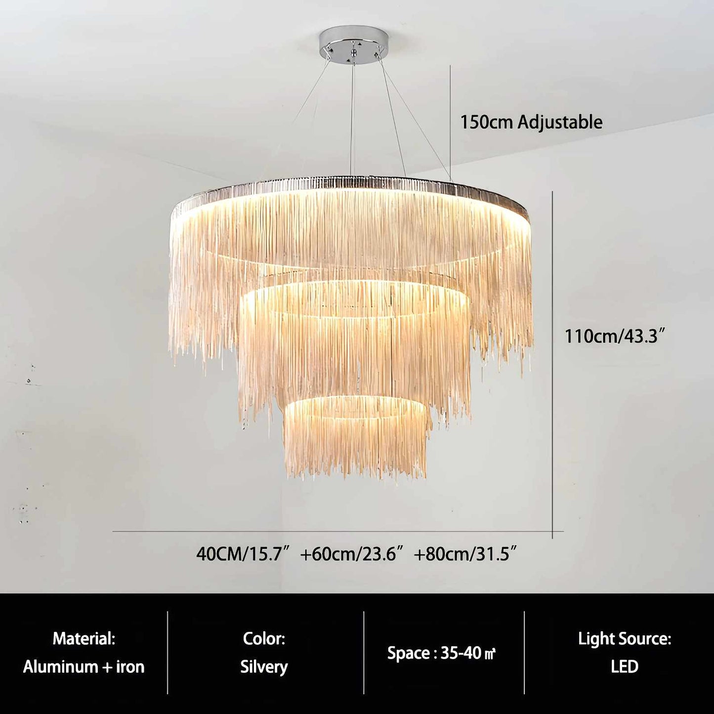 Antizer Modern Art Decor Tassel Chandelier