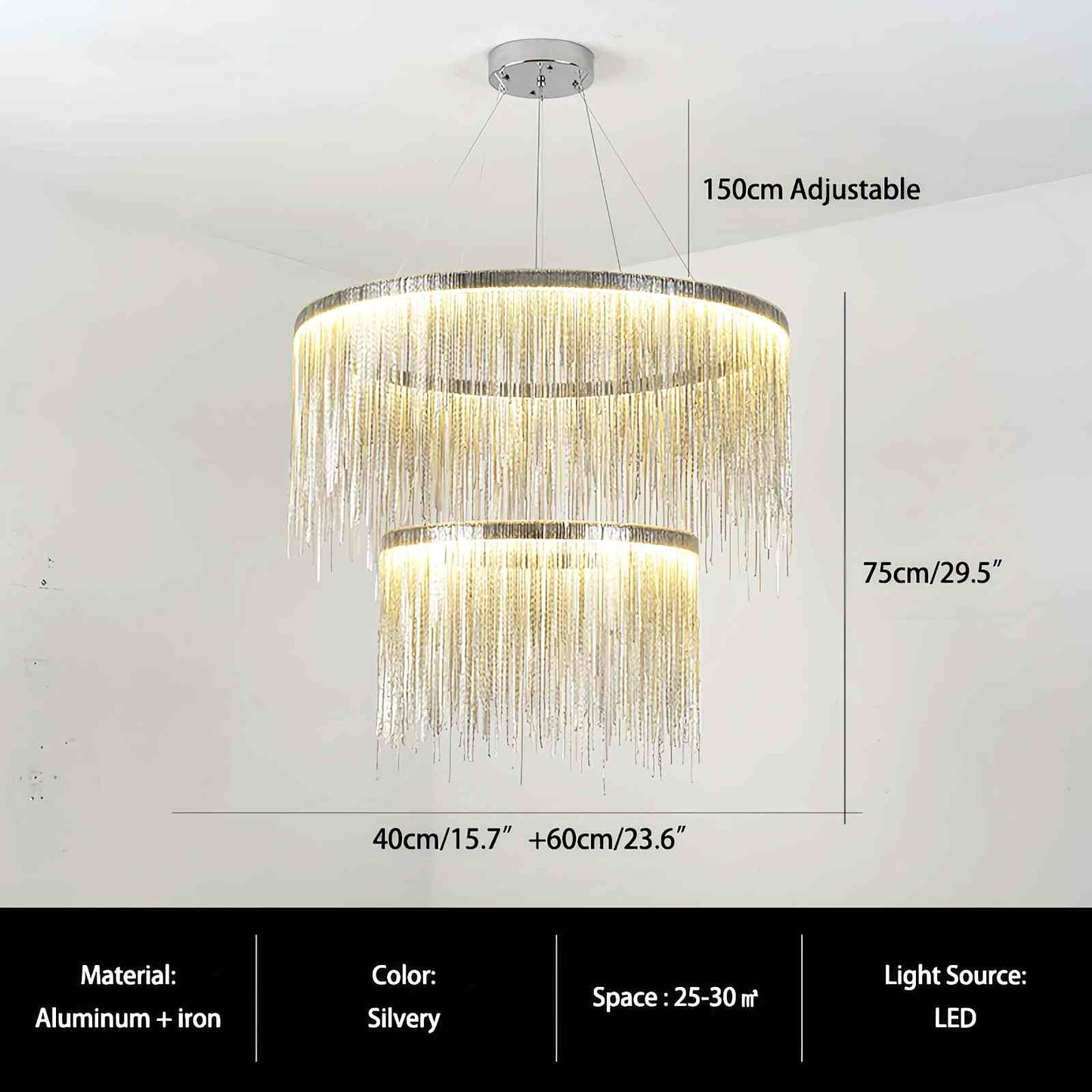 Antizer Modern Art Decor Tassel Chandelier