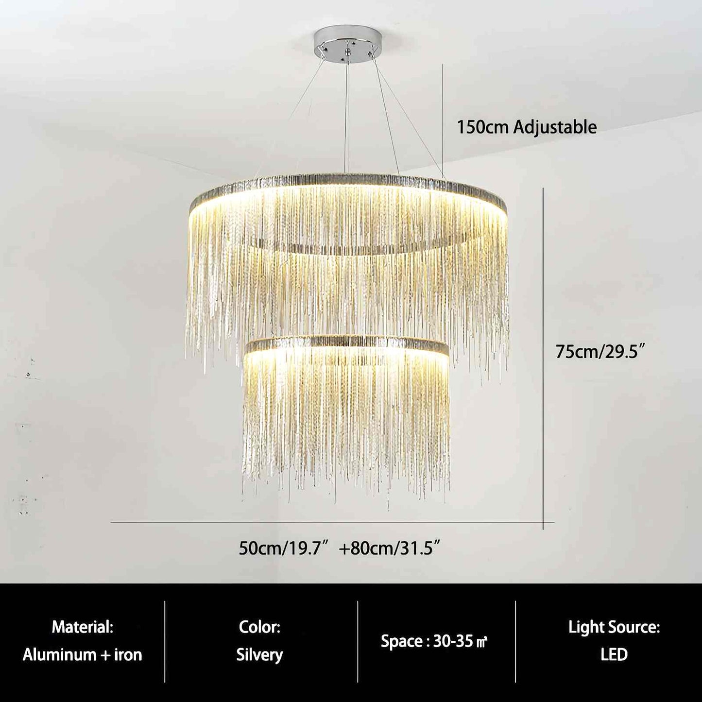 Antizer Modern Art Decor Tassel Chandelier