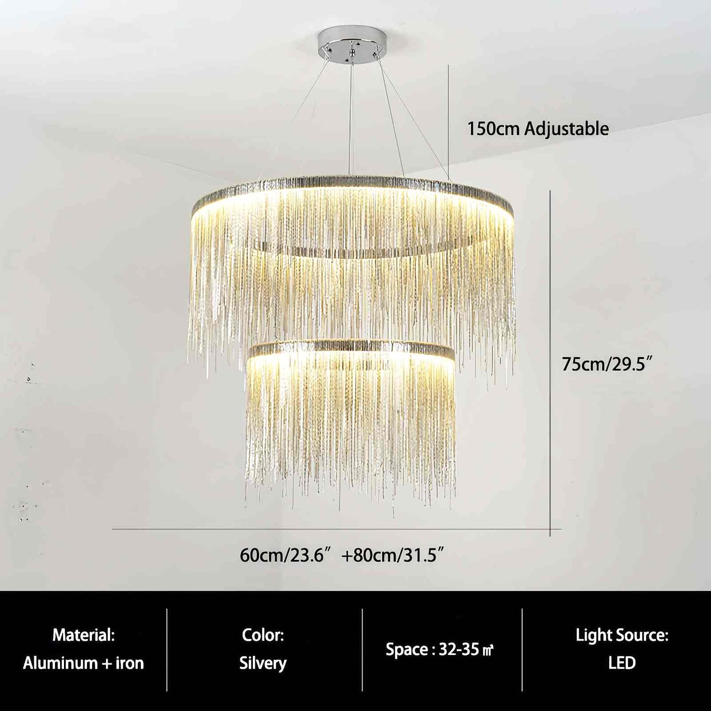 Antizer Modern Art Decor Tassel Chandelier