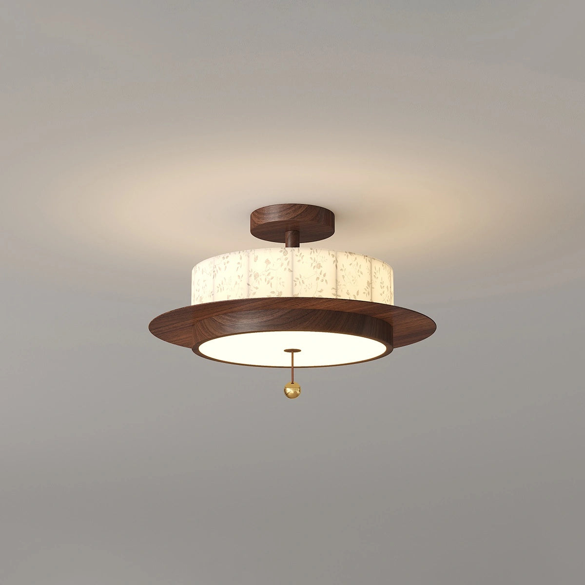 Fabric Walnut Color LED Ceiling Light & Pendant Lamp