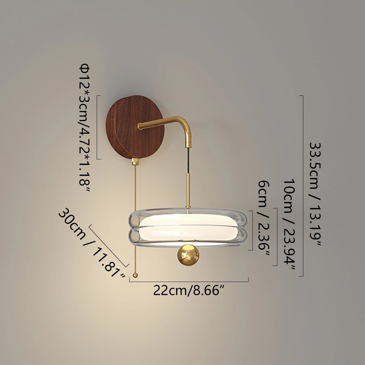 Antizer Round Glass Lampshade Wall Lamp with Tray