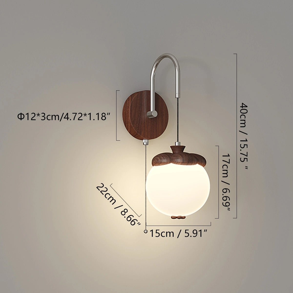 Antizer Movable Persimmon-Shaped Bedside Wall Lamp