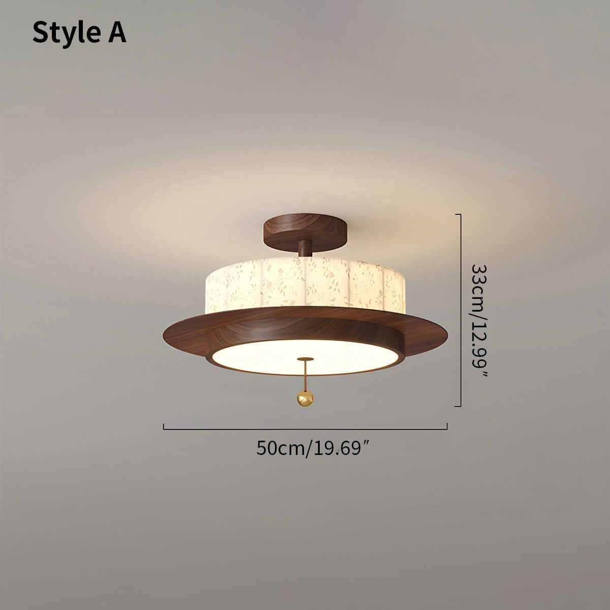Fabric Walnut Color LED Ceiling Light & Pendant Lamp