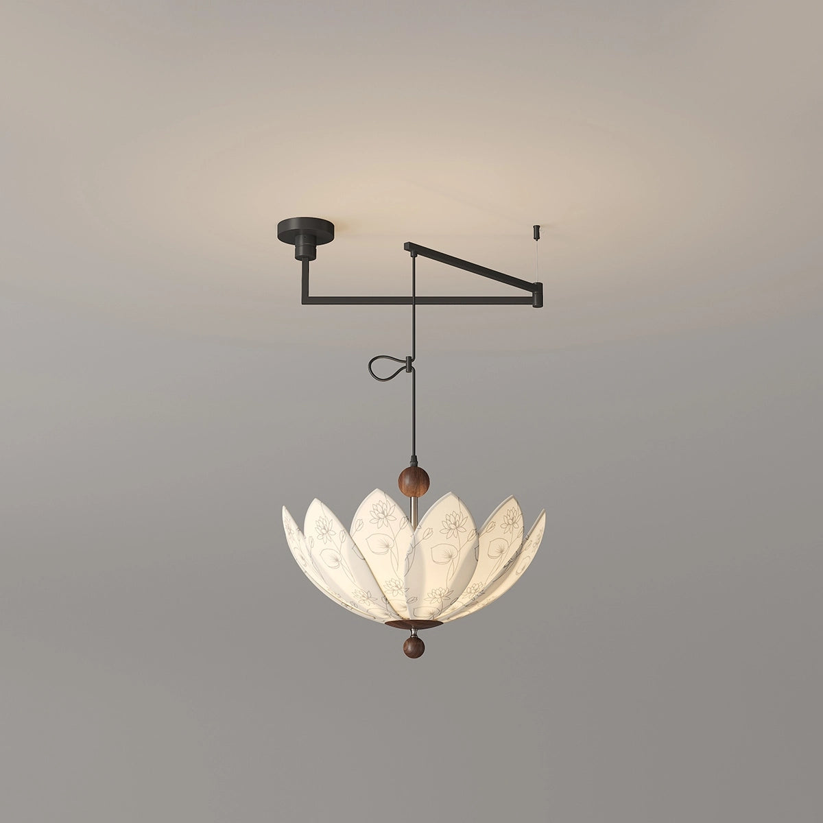 Antizer French Cream Style Fabric Printed Ceiling Lamp