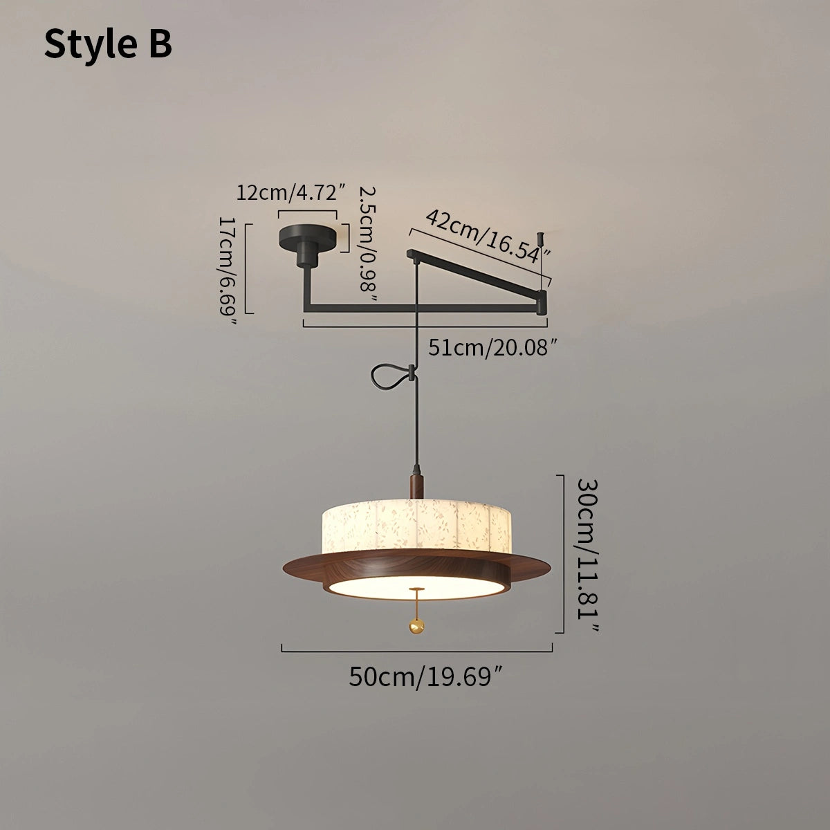 Fabric Walnut Color LED Ceiling Light & Pendant Lamp