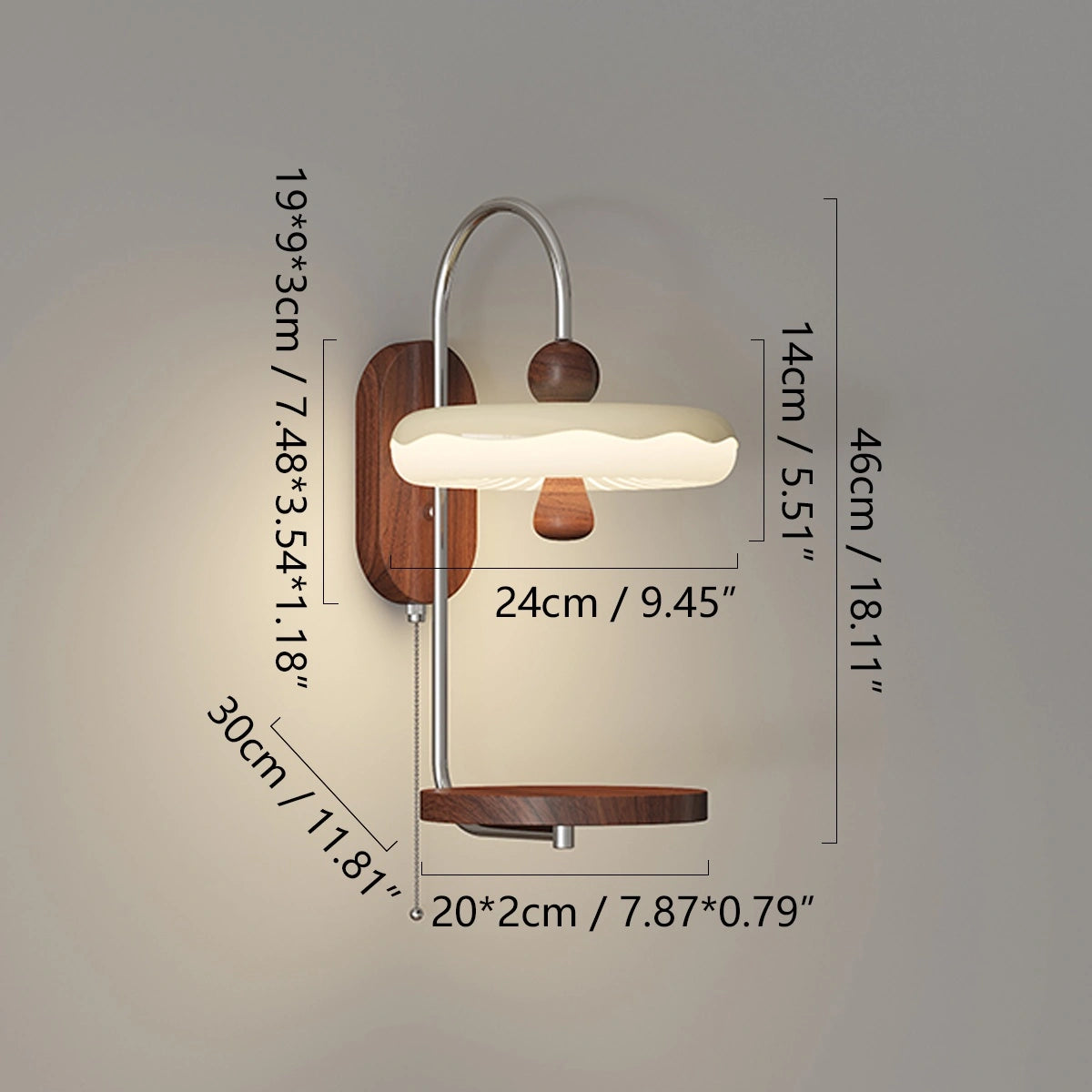Antizer Cream Style Bedside Wall Lamp with Shelf