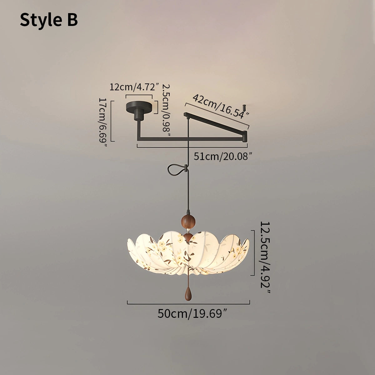 Antizer Floral Fabric Pendant Ceiling Light for Dining Room