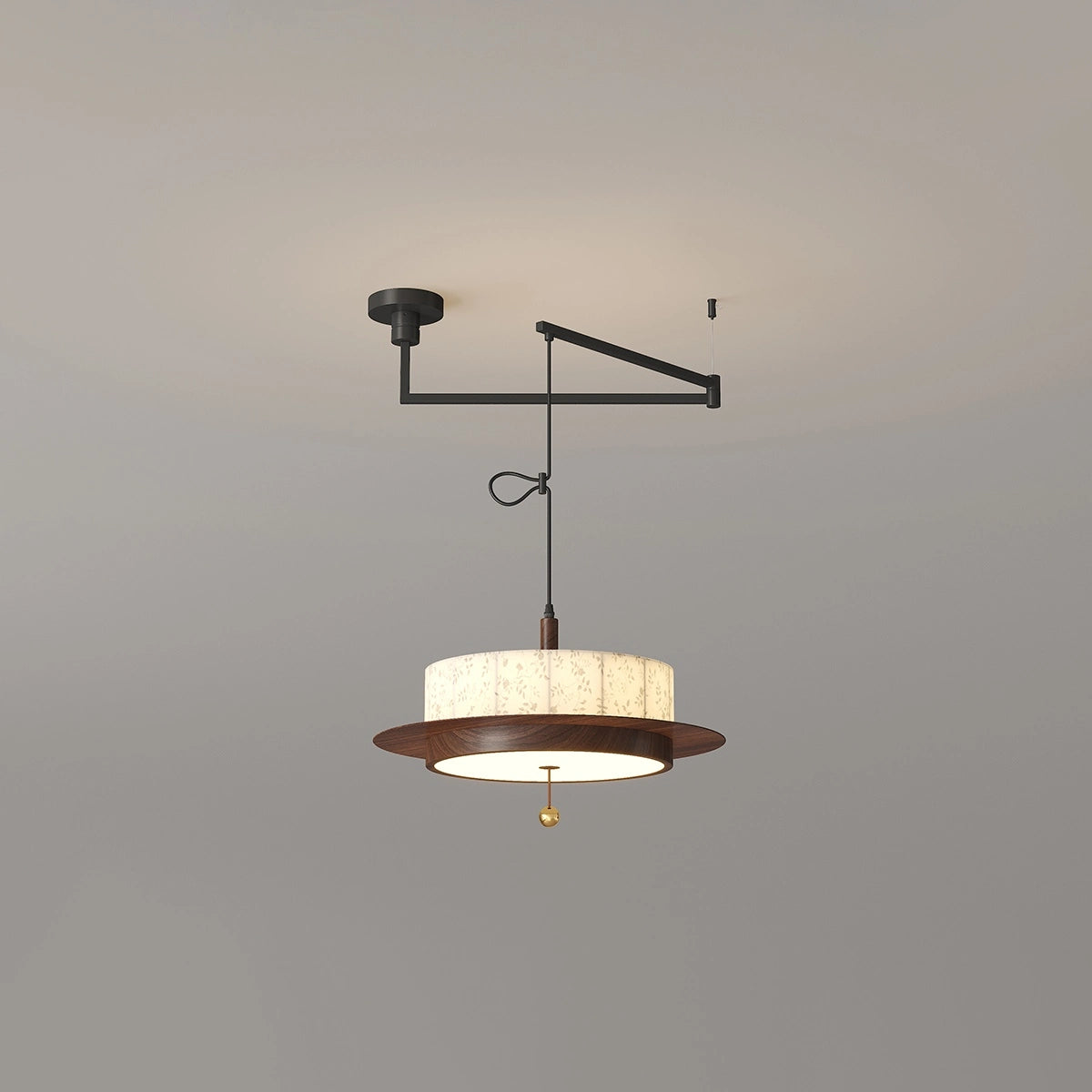 Fabric Walnut Color LED Ceiling Light & Pendant Lamp