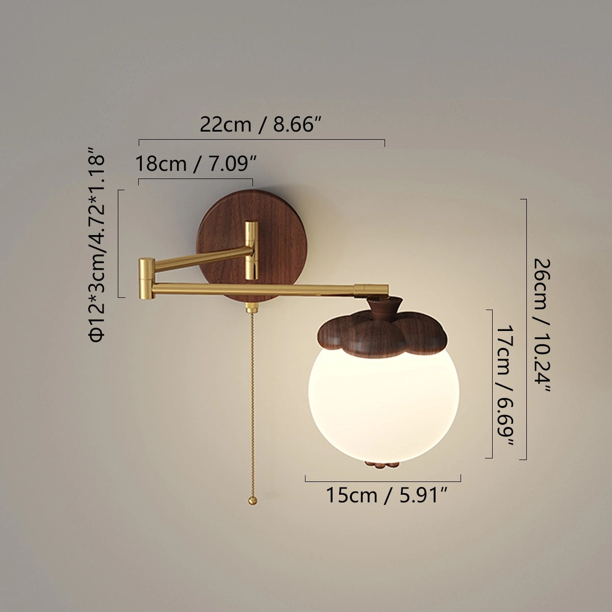 Antizer Movable Persimmon-Shaped Bedside Wall Lamp