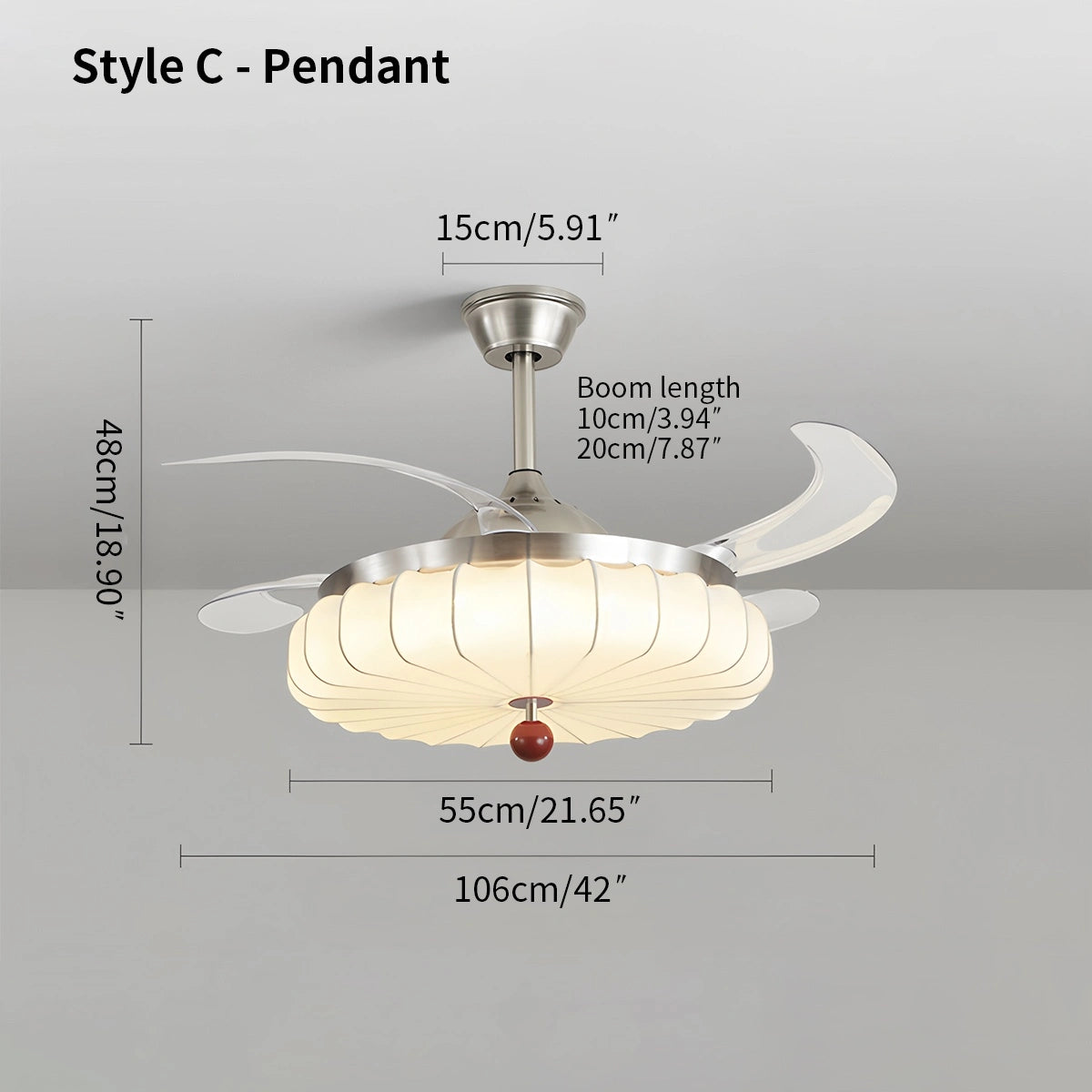 Antizer Retro Fabric Ceiling Fan Light for Dining Room