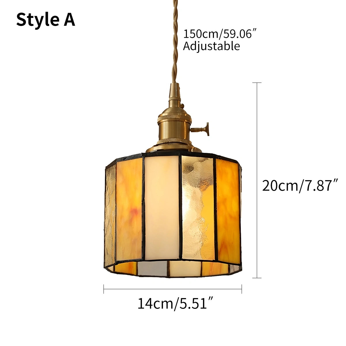 Antizer Vintage Brass Glass Pendant Light