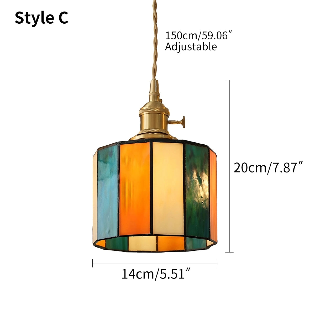 Antizer Vintage Brass Glass Pendant Light