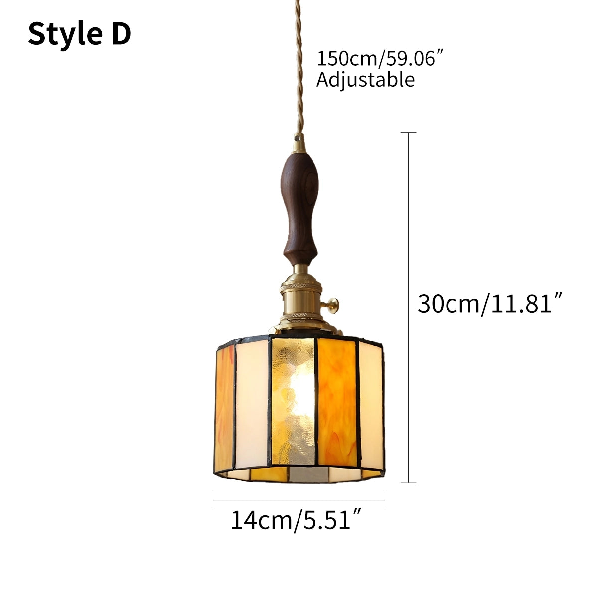 Antizer Vintage Brass Glass Pendant Light