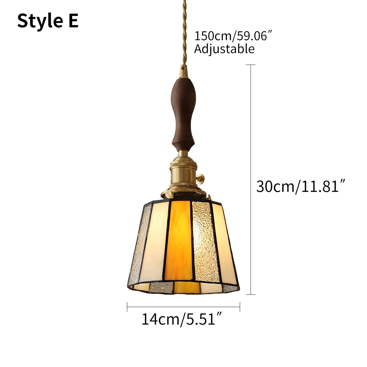 Antizer Vintage Brass Glass Pendant Light