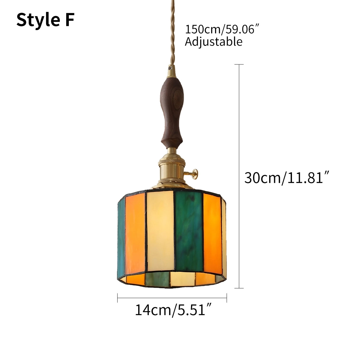 Antizer Vintage Brass Glass Pendant Light
