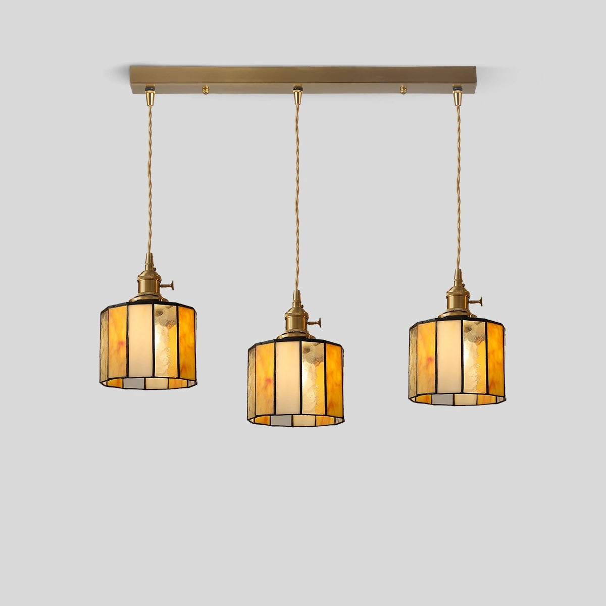 Antizer Vintage Brass Glass Pendant Light