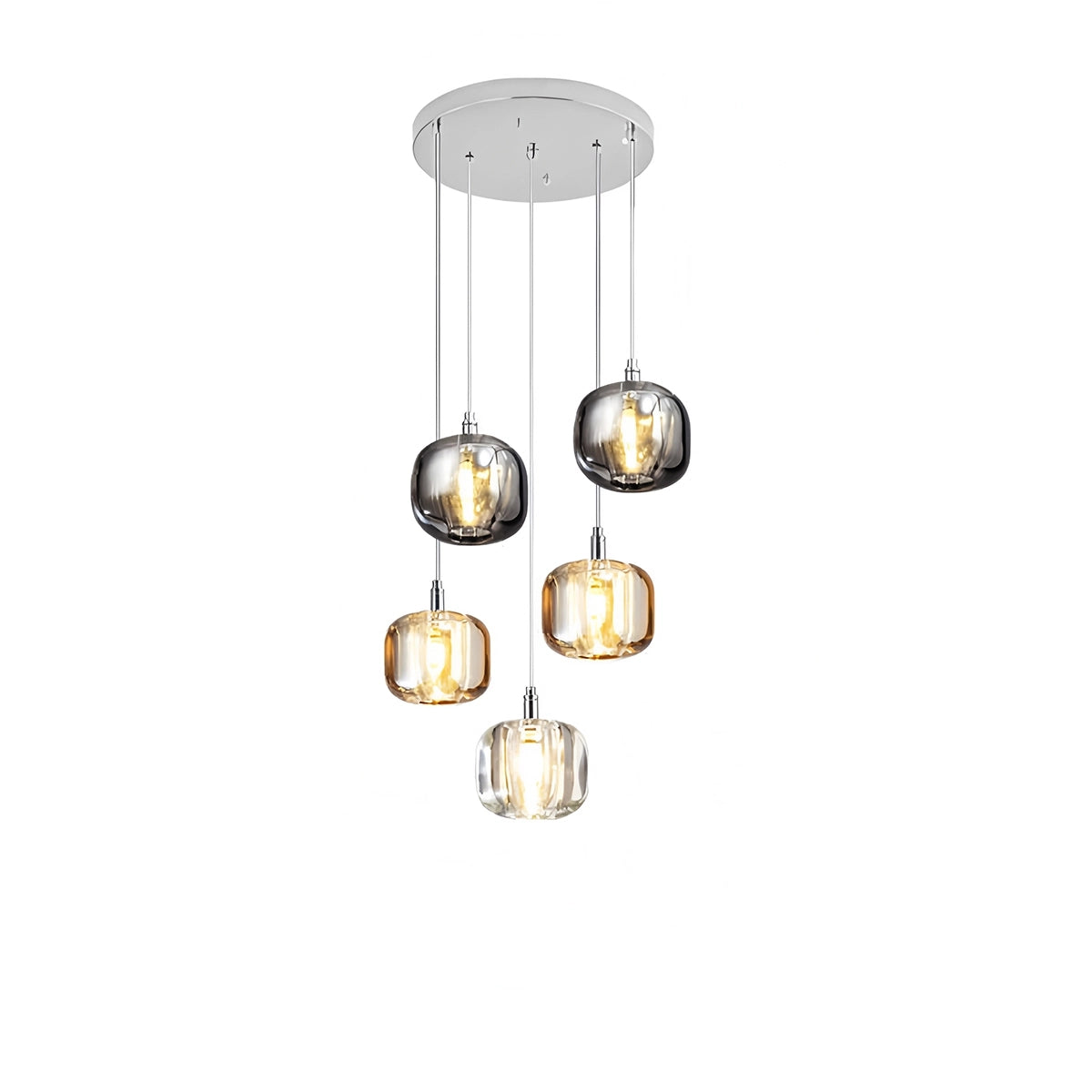 Antizer Colored Glass Multi Pendant Chandelier