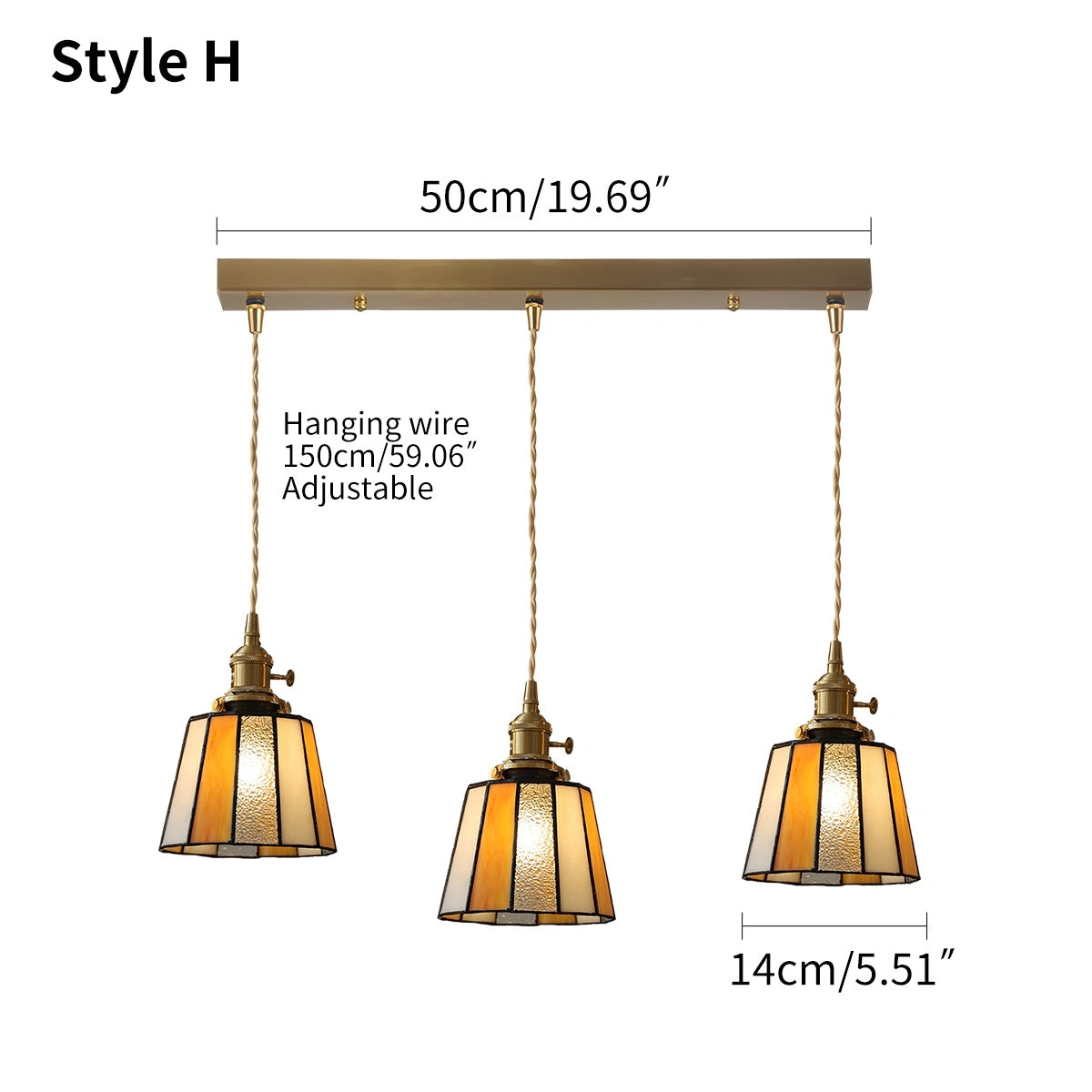 Antizer Vintage Brass Glass Pendant Light