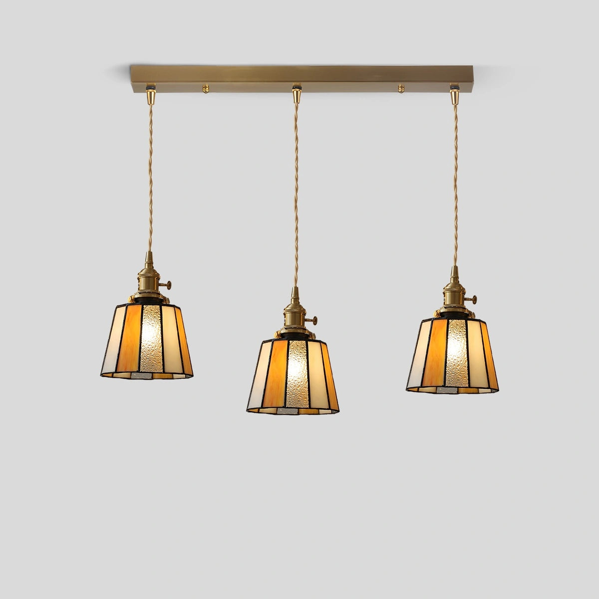 Antizer Vintage Brass Glass Pendant Light