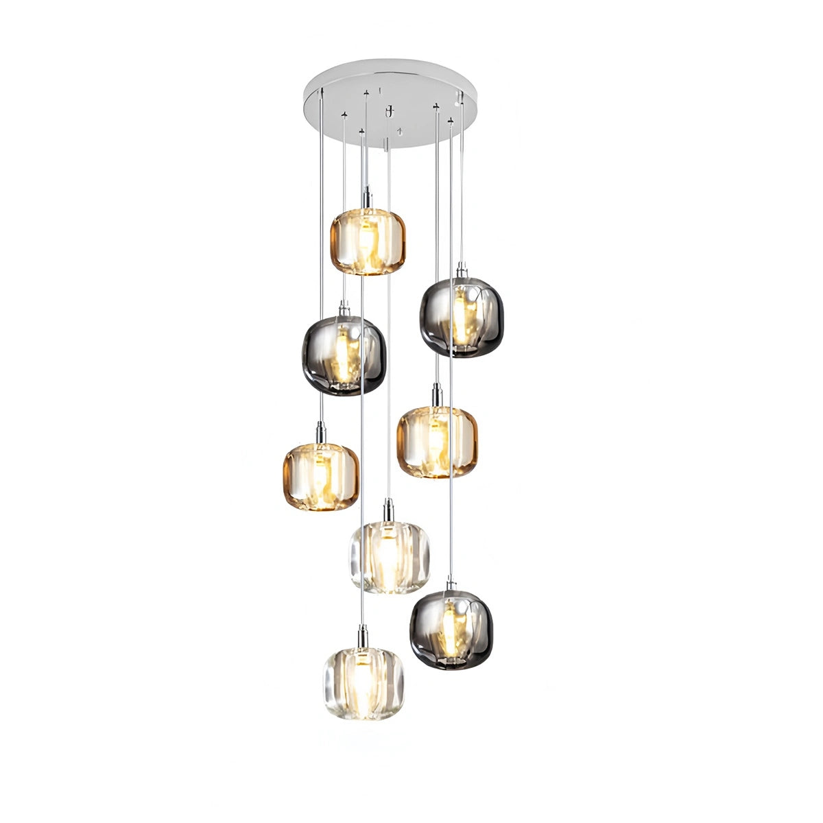 Antizer Colored Glass Multi Pendant Chandelier