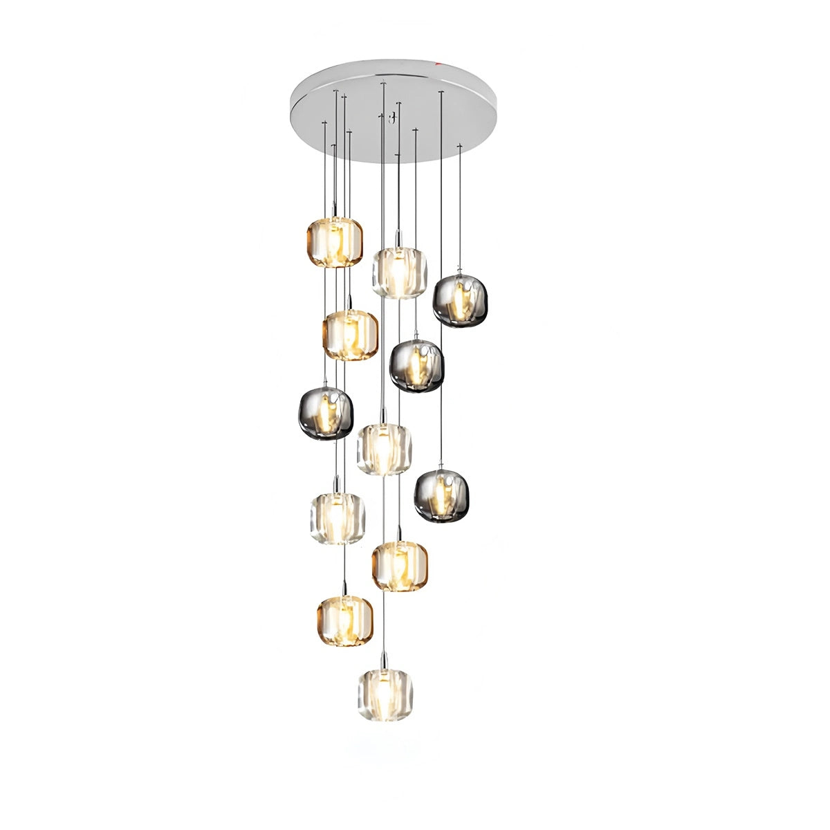 Antizer Colored Glass Multi Pendant Chandelier