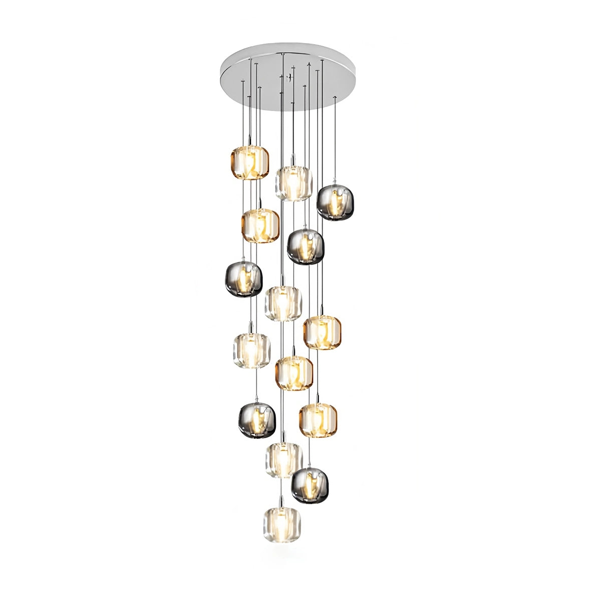 Antizer Colored Glass Multi Pendant Chandelier