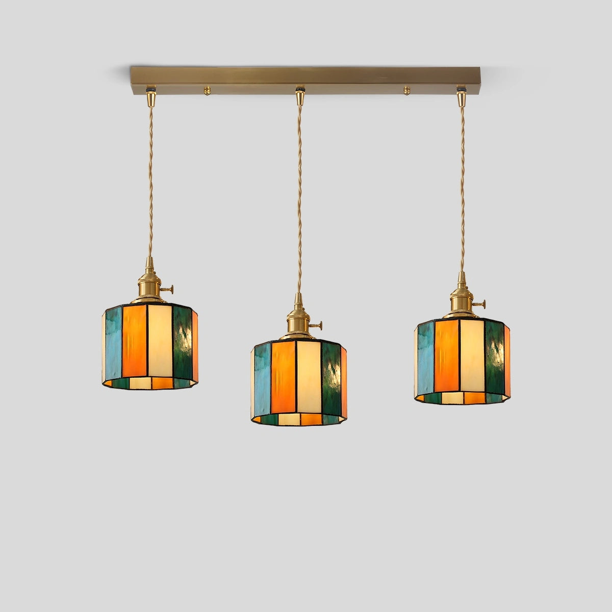 Antizer Vintage Brass Glass Pendant Light