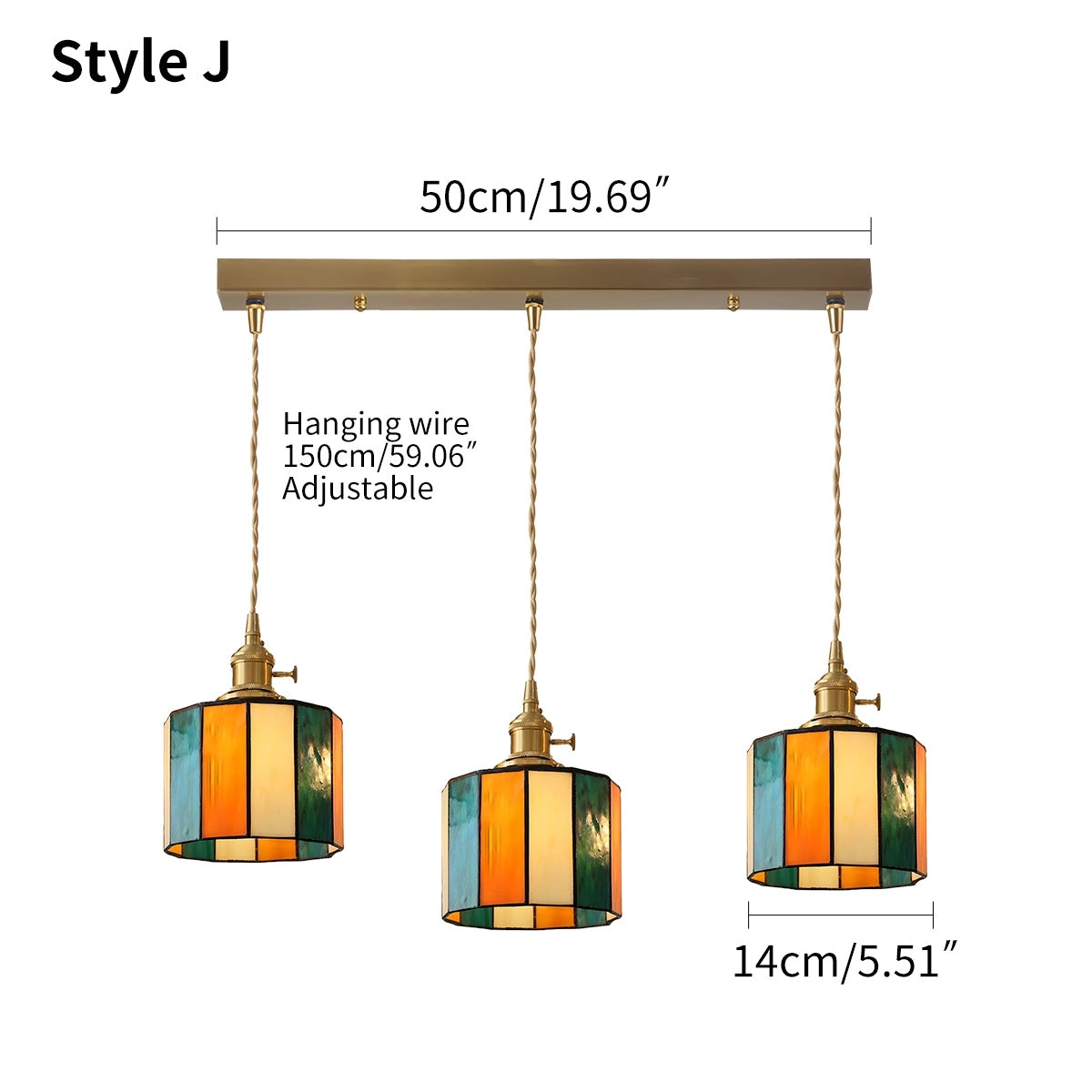 Antizer Vintage Brass Glass Pendant Light