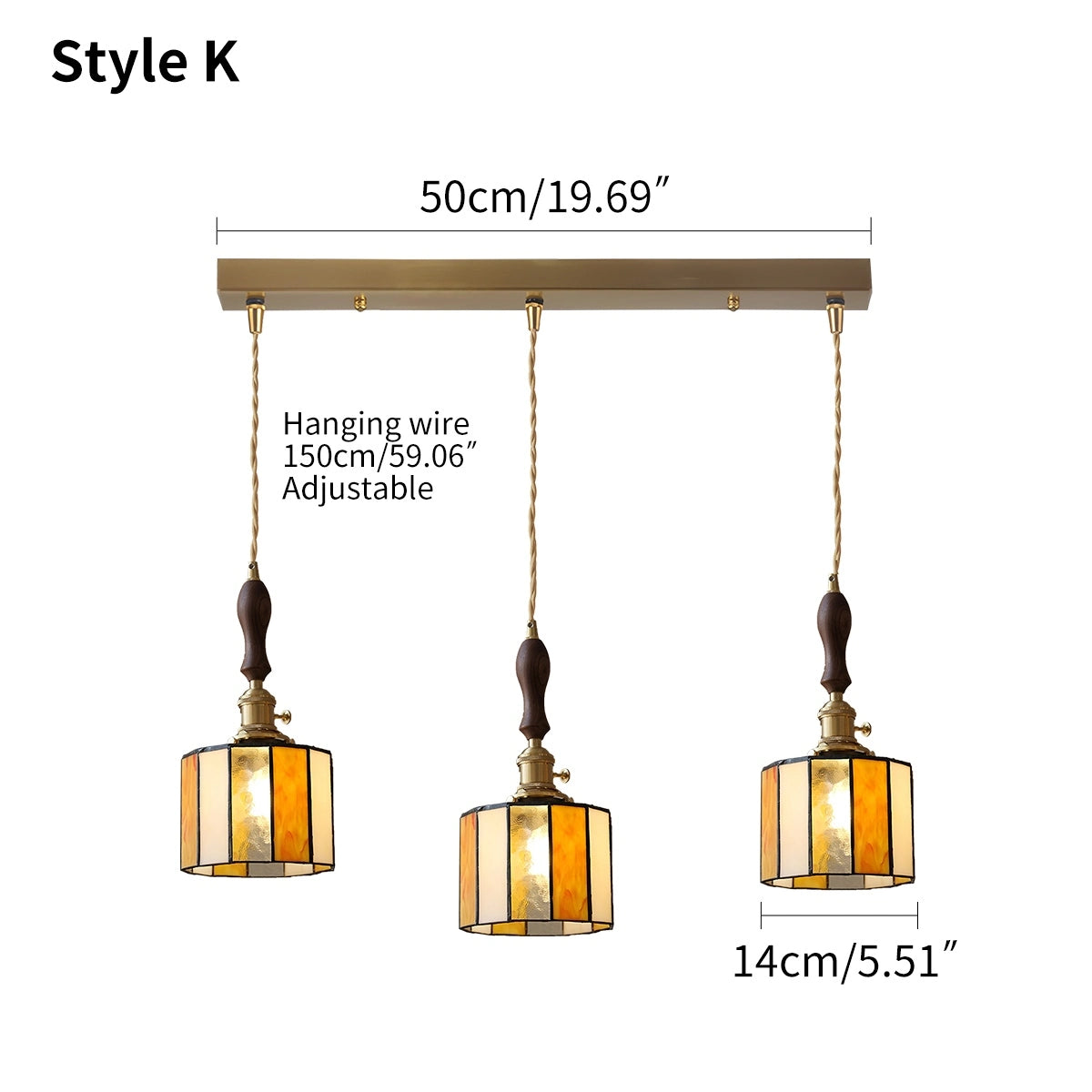 Antizer Vintage Brass Glass Pendant Light
