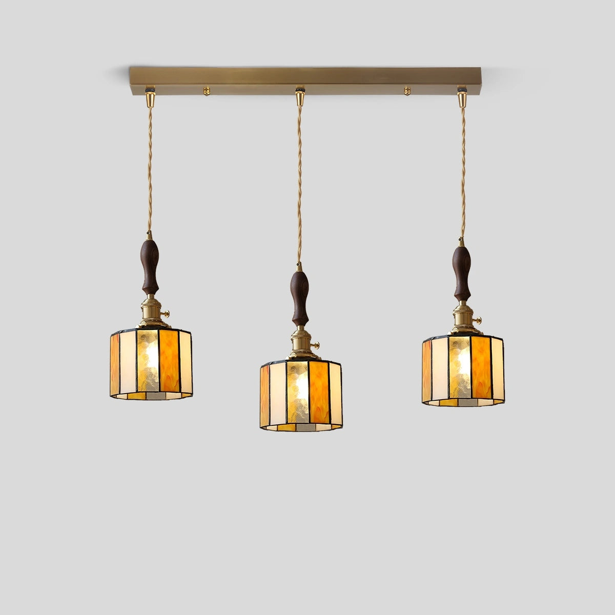 Antizer Vintage Brass Glass Pendant Light