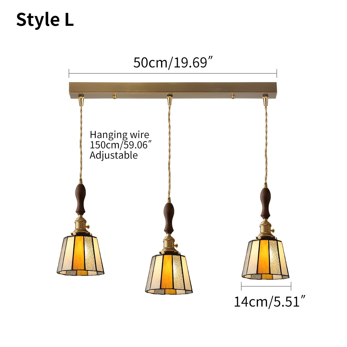 Antizer Vintage Brass Glass Pendant Light