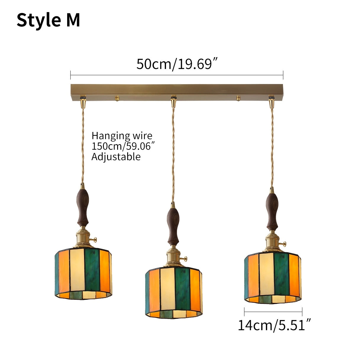 Antizer Vintage Brass Glass Pendant Light