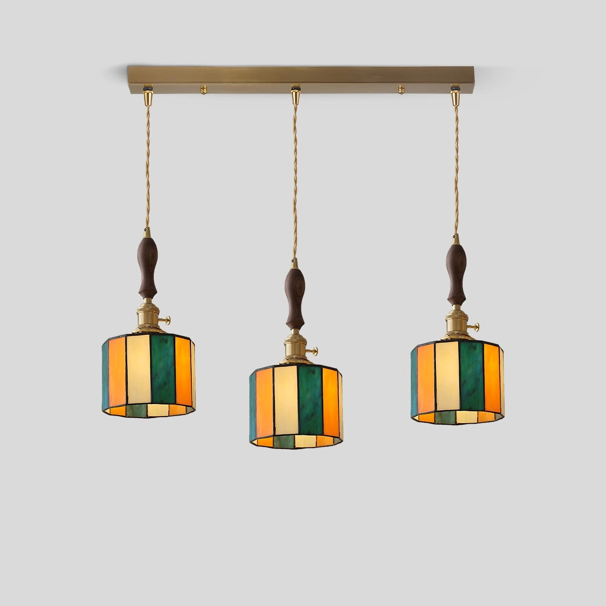 Antizer Vintage Brass Glass Pendant Light
