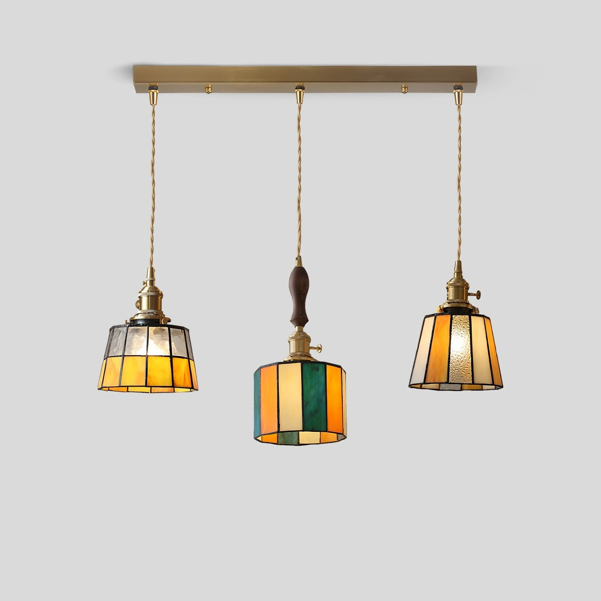 Antizer Vintage Brass Glass Pendant Light