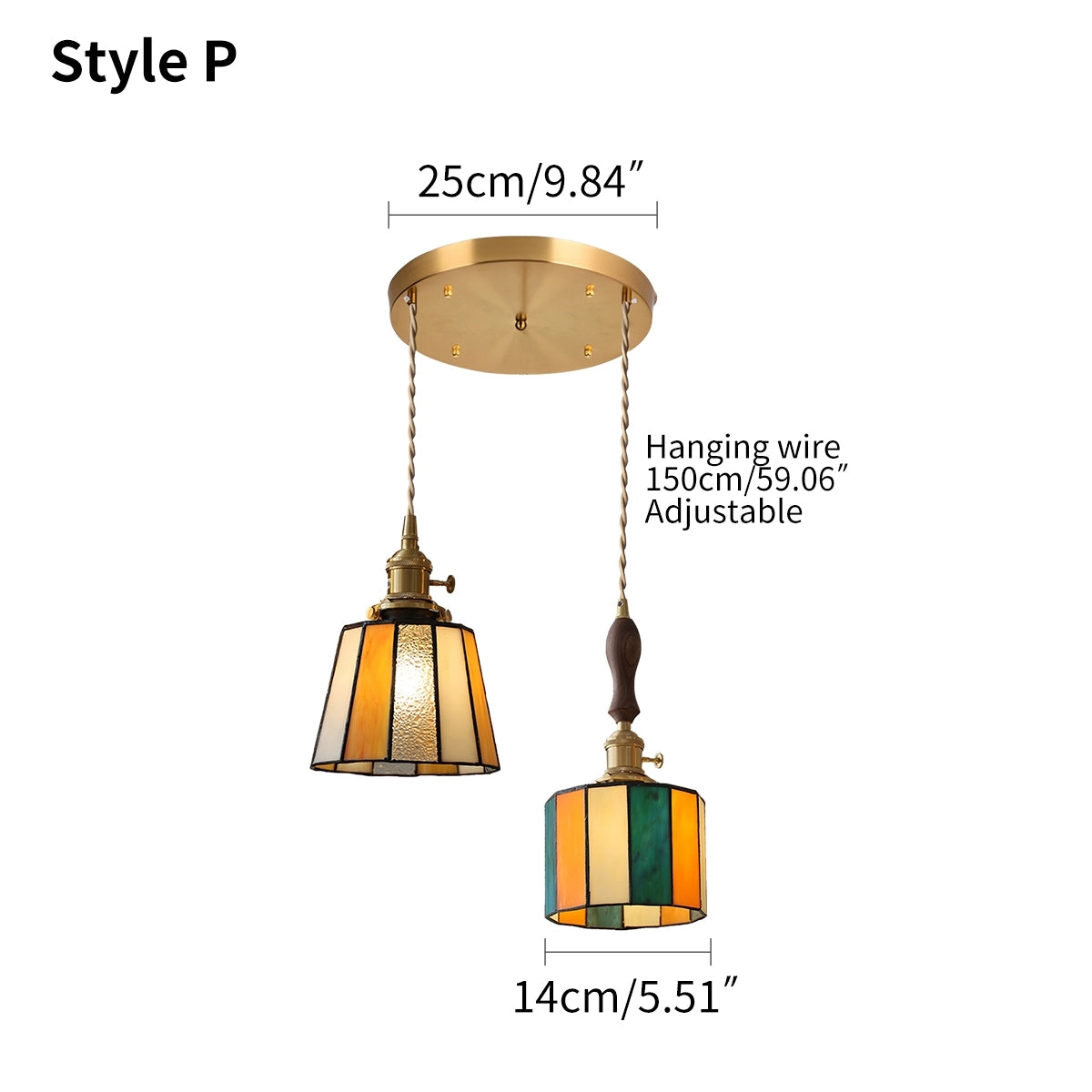 Antizer Vintage Brass Glass Pendant Light