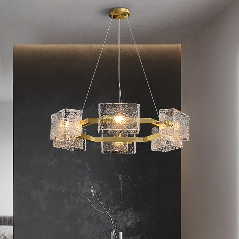 Antizer Textured Glass Round Chandelier