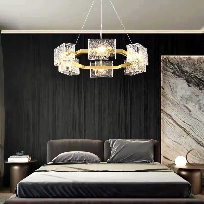Antizer Textured Glass Round Chandelier