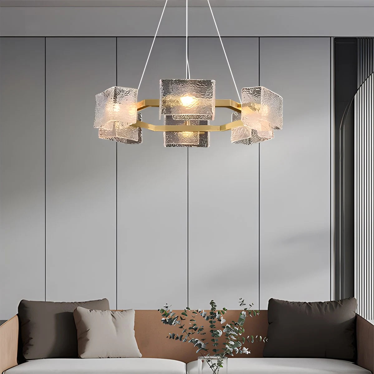 Antizer Textured Glass Round Chandelier