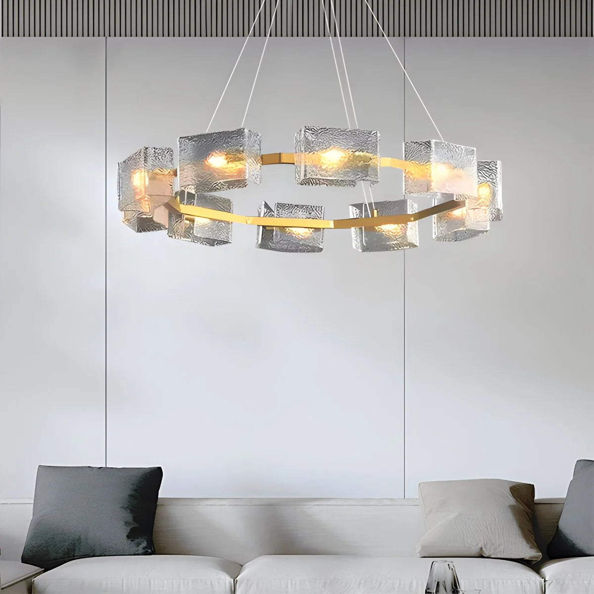 Antizer Textured Glass Round Chandelier