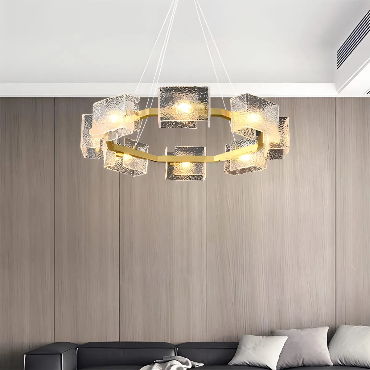 Antizer Textured Glass Round Chandelier