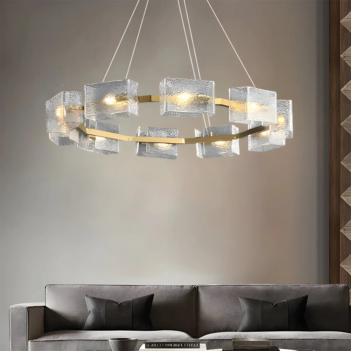 Antizer Textured Glass Round Chandelier