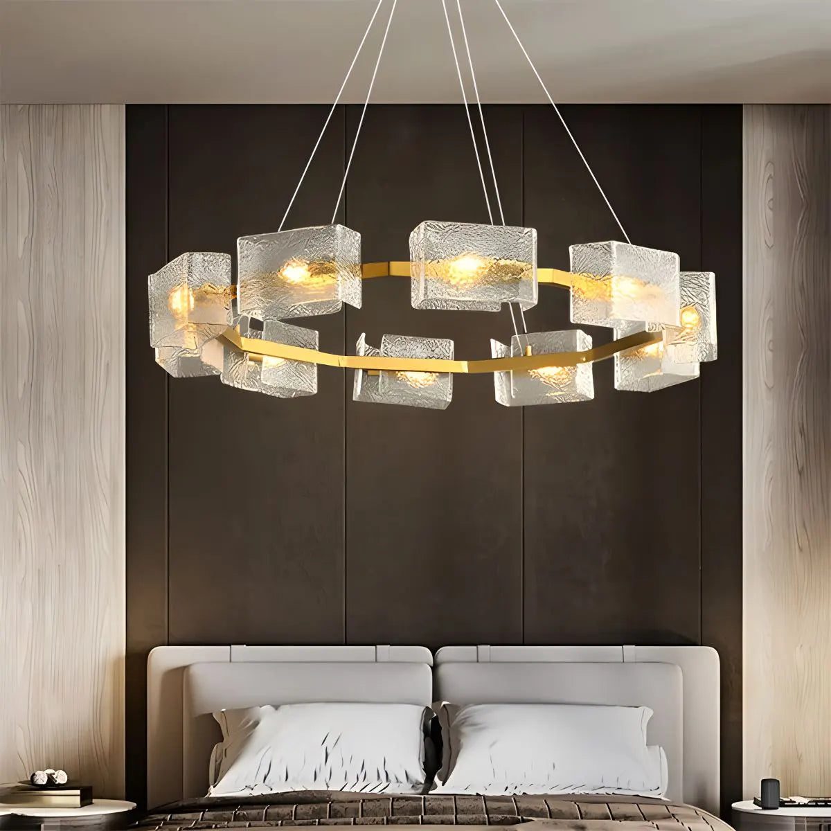 Antizer Textured Glass Round Chandelier